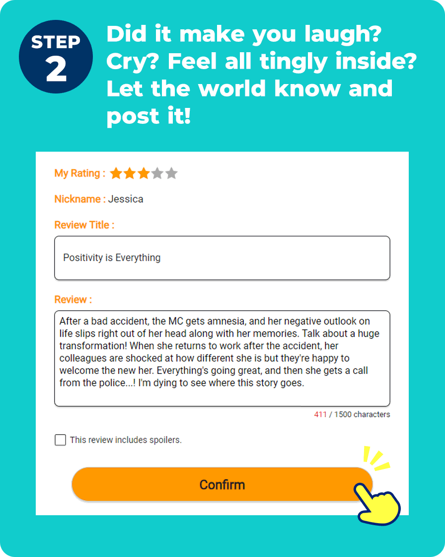 Step 2. Did it make you laugh? Cry? Feel all tingly inside? Let the world know and post it!