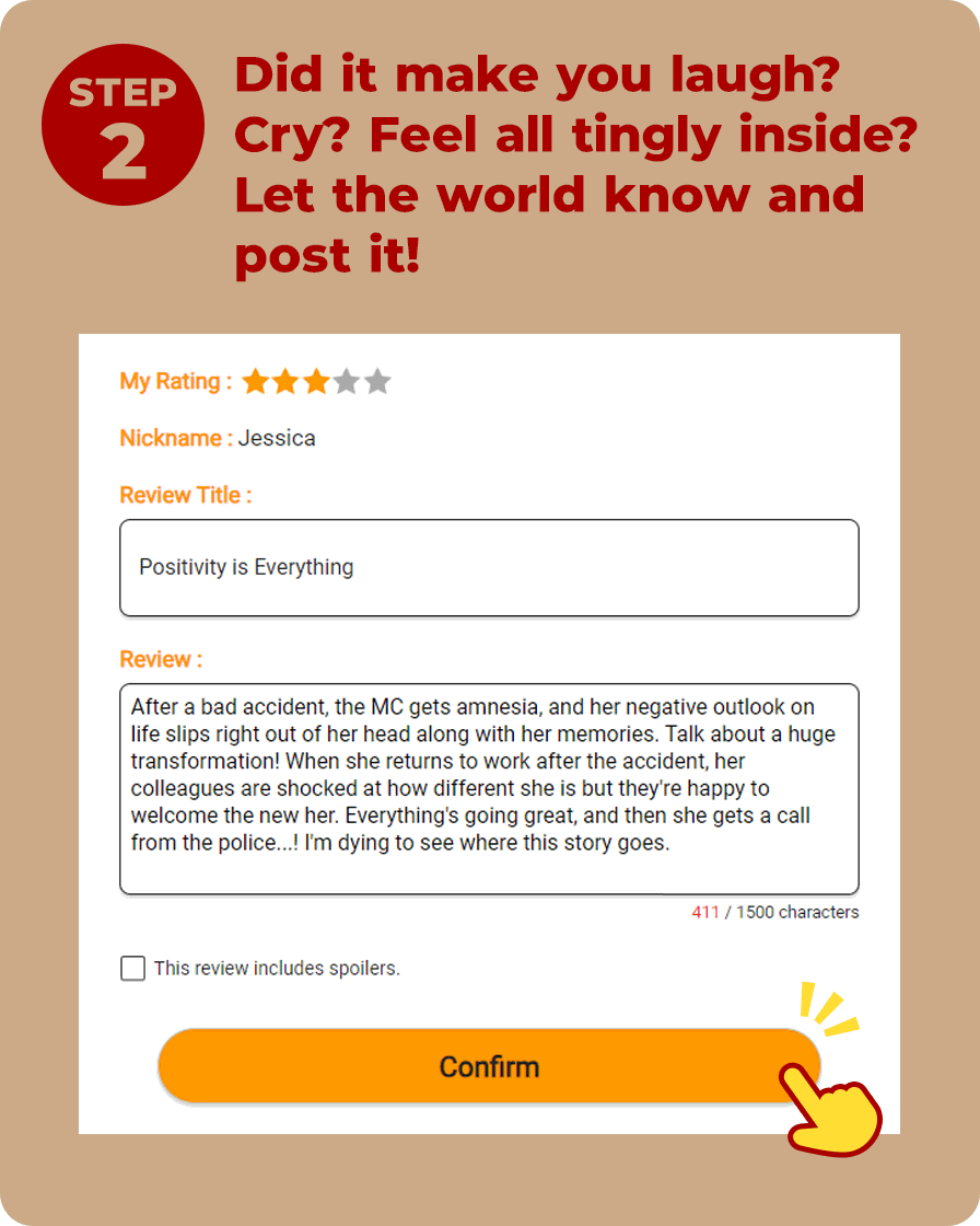 Step 2. Did it make you laugh? Cry? Feel all tingly inside? Let the world know and post it!