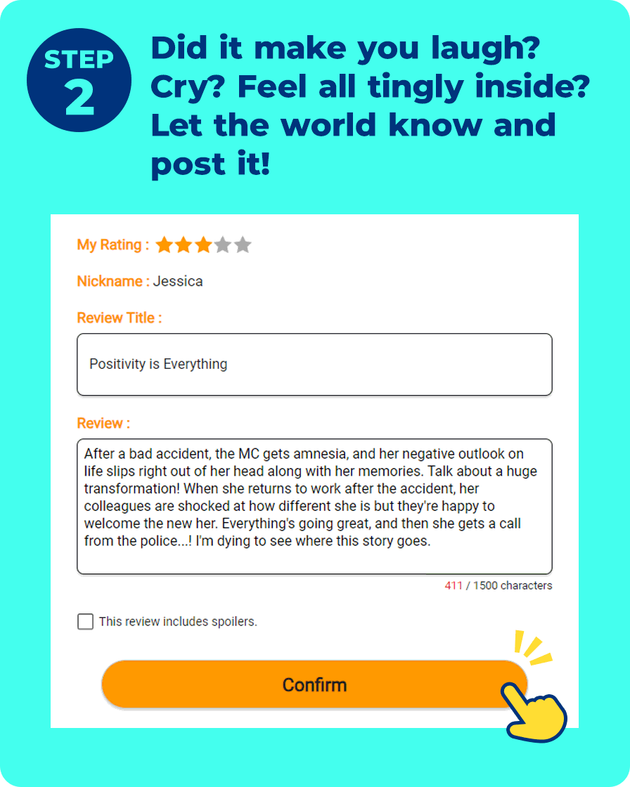 Step 2. Did it make you laugh? Cry? Feel all tingly inside? Let the world know and post it!