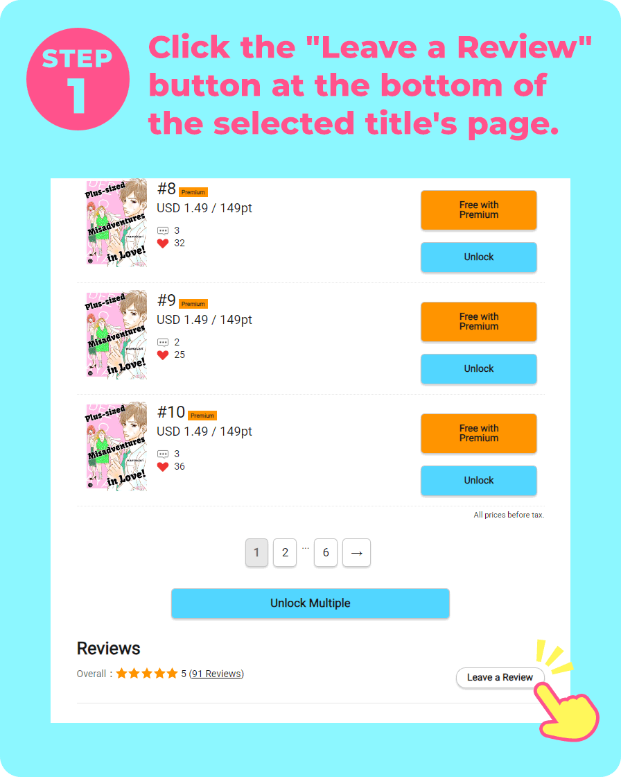 Step 1. Click the 'Leave a Review' button at the bottom of the selected title's page.
