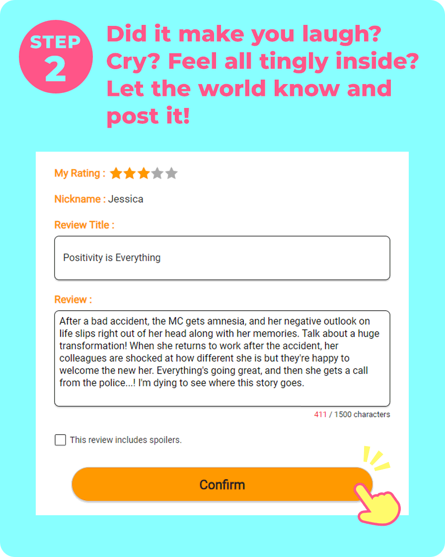 Step 2. Did it make you laugh? Cry? Feel all tingly inside? Let the world know and post it!