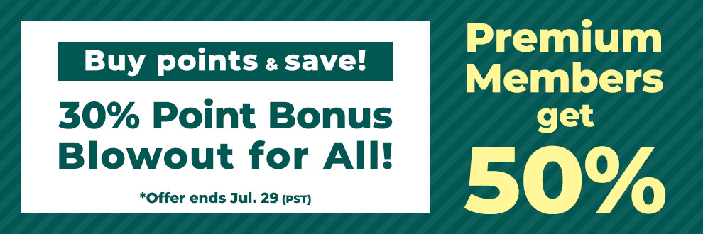Buy Points & Save! Get up to a 50% Point Bonus!